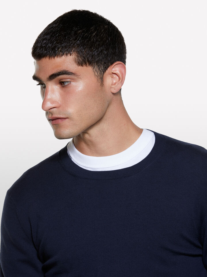 Dark blue crew neck sweater - men's crew neck sweaters - Dark Blue | Sisley image number 4